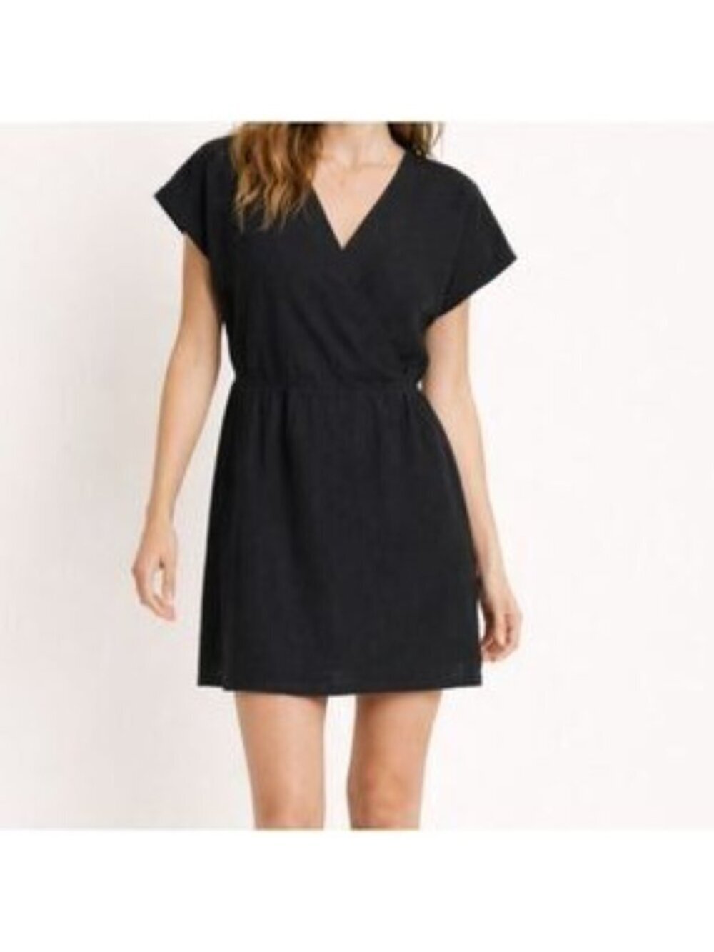 Amanda Uprichard Black Silk Surplice V Neck Mini Dress Women Size S